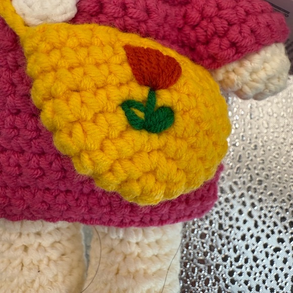 Crochet Bunny Plush with Pink Dress and Yellow Bag - Picture 3 of 5